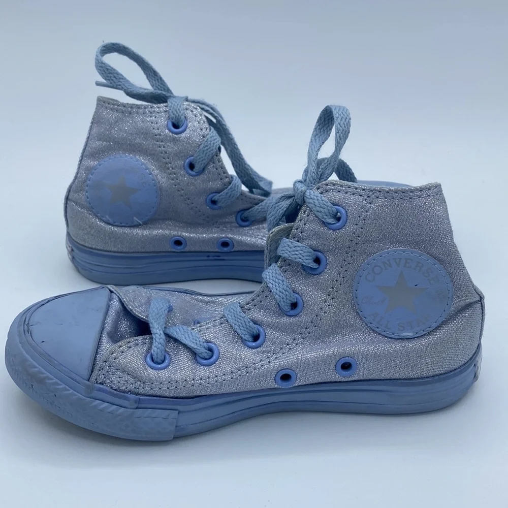 Converse All Star Metallic Blue Sneakers Ankle high tops Size 12 youth Unisex